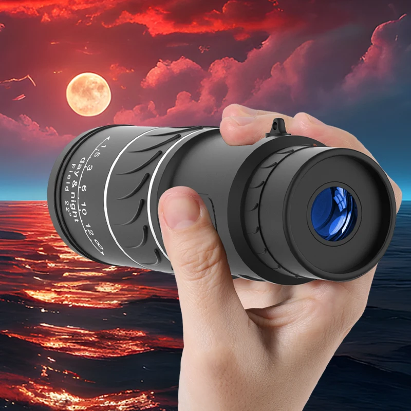 Long-range 40X60 HD handheld military monocular, optical zoom telescope, powerful night vision, hunting, camping, bird watching