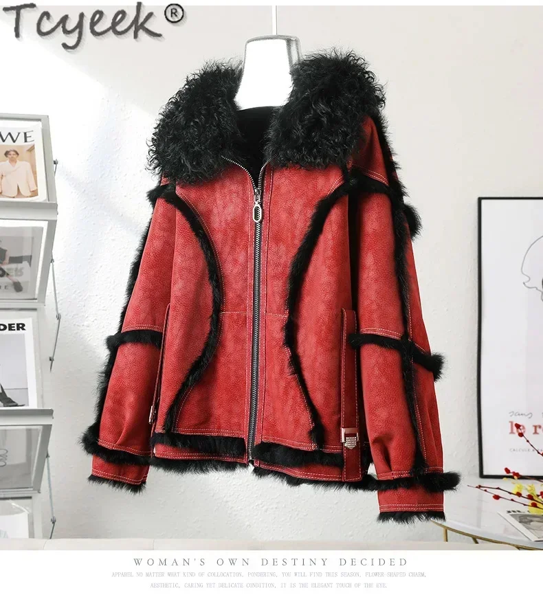 Rabbit Tcyeek Jacket Warm Wool Collar Winter Jackets for 2024 New in Outerwear Women's Real Fur Coats