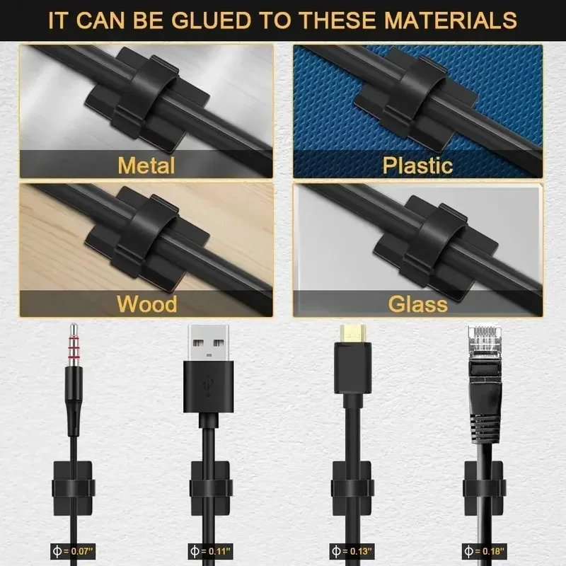 10-50Pcs Adhesive Car Cable Charger Line Clasp Wire Cord Clip Wall Clamp Holder Management Data Line Winder Fastener Tie Fixer