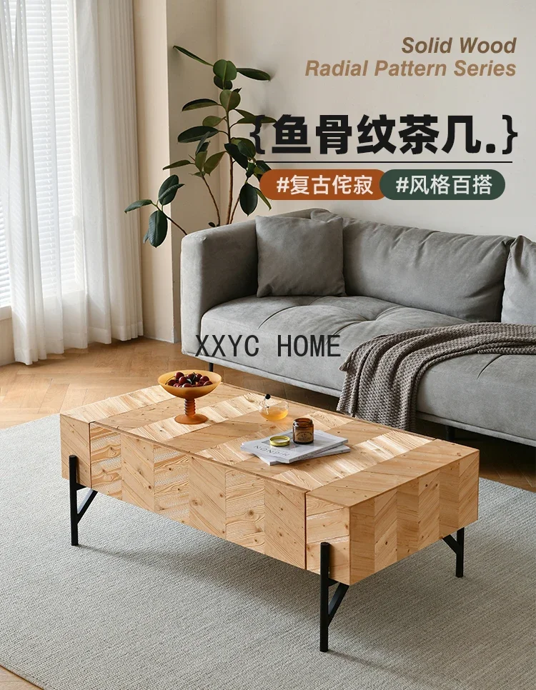 

Yy Vintage Solid Wood Mosaic Tea Table Office Reception Table B & B Living Room Wooden Tea Table