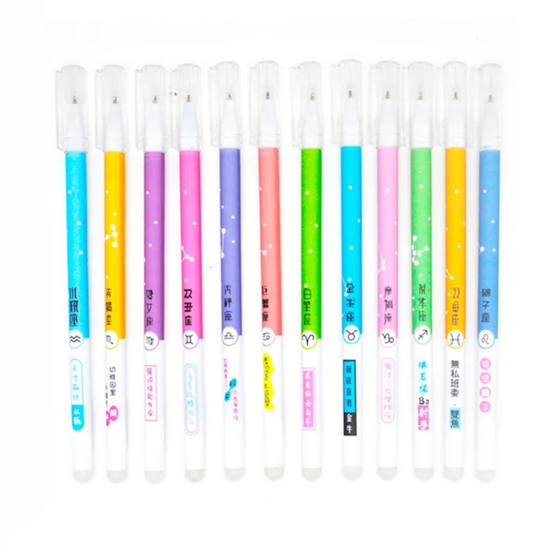 Juego de bolígrafos de Gel borrables de unicornio Kawaii, recargas de tinta azul y negra, mango lavable, suministros de papelería para la escuela y