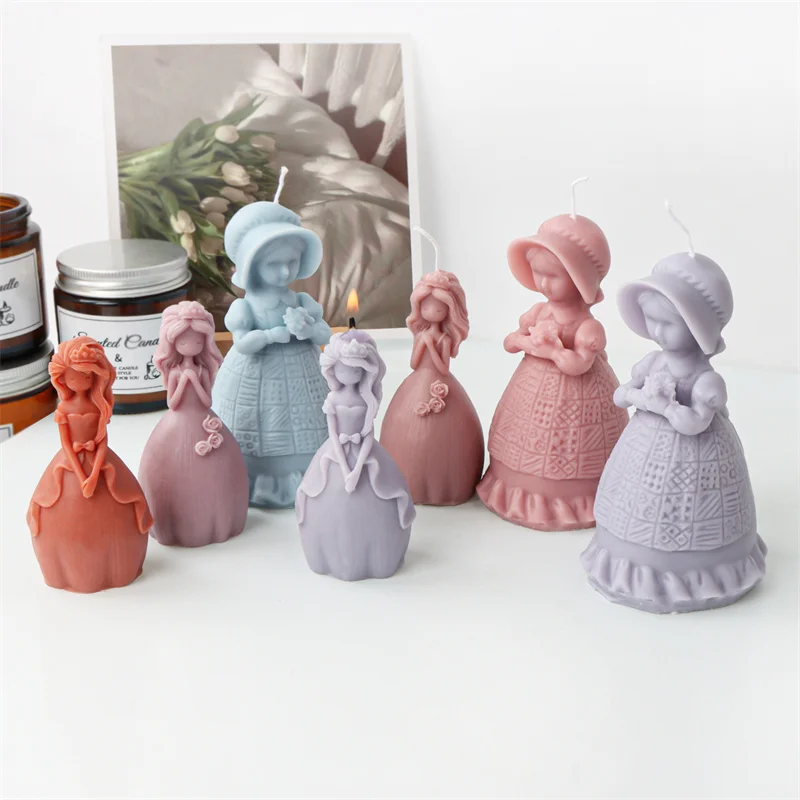 Fairy Tales Princess Doll Silicone Mold Gypsum Form Carving Art Aromatherapy Plaster Resin Candle Mold Wedding Decoration Gift