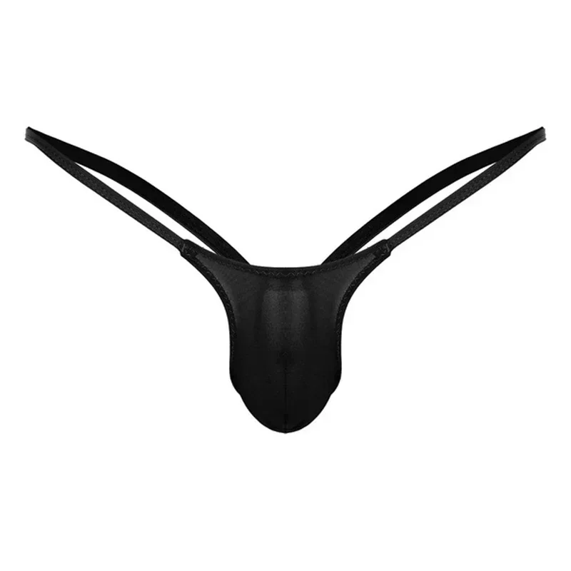 Sexy Men\'s Thongs Solid Color Strap Ultra Thin Low-Rise Bulge Pouch Briefs Underwear Man Breathable Thong Panties