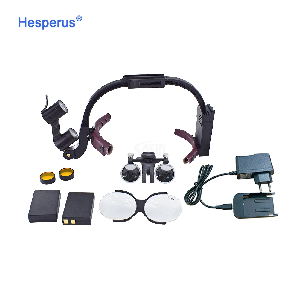 Den tal Surgical Headlight 2.5x/3.5x Magnification Binocular / Den tal Loupes With Light For Lab Equipment Headlamp