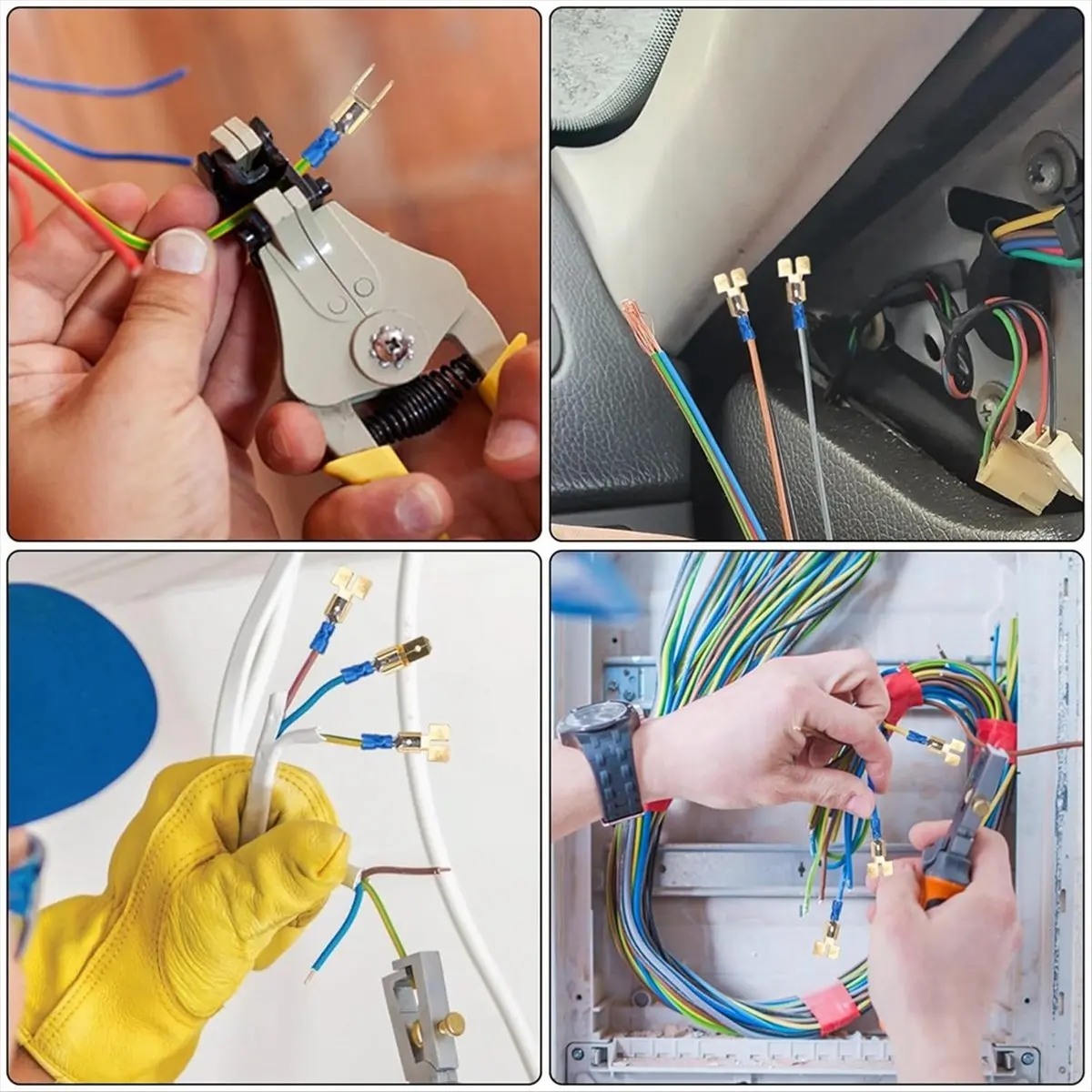 KSOL 60PCS Electrical Spade Connector Splitters Kit, 1/4 Inch 2 Male and 1 Female Tabs Spade Quick Disconnect Connectors