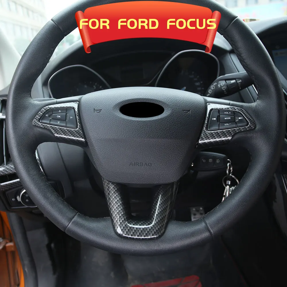 3Pcs/Set ABS Steering Wheel Button Panel Decoration Trim Sticker for Ford Focus 3 MK3 2015 - 2018 Car Stickers Accessories