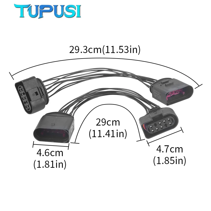 2PCS NEW 14-10 Pin Xenon HID Headlight Connector Adapter Cable for VW Jetta 2015 Headlamp Wire Harness Replacement 1J0 973 737