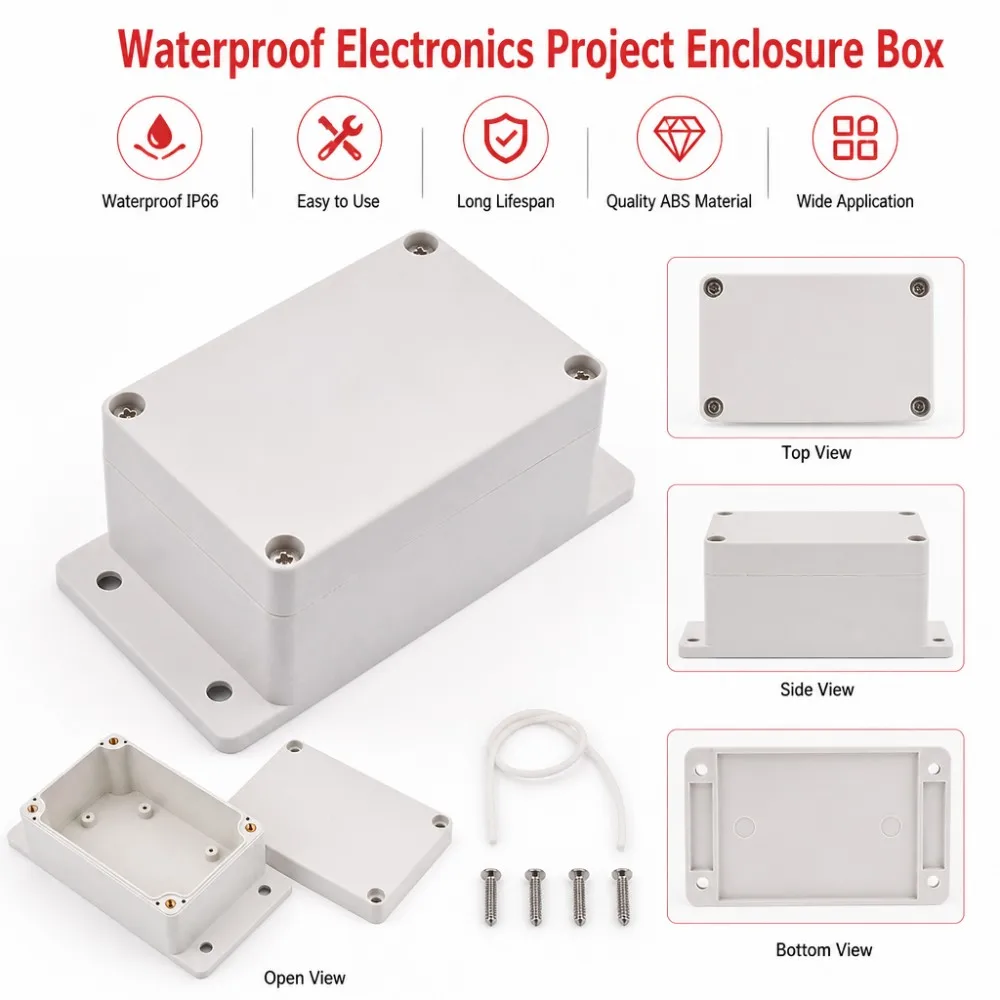 100x68x50mm Waterproof Power Supply Enclosure ABS Junction Box DIY Instrumentation Enclosure Electronics Engineering Enclosure
