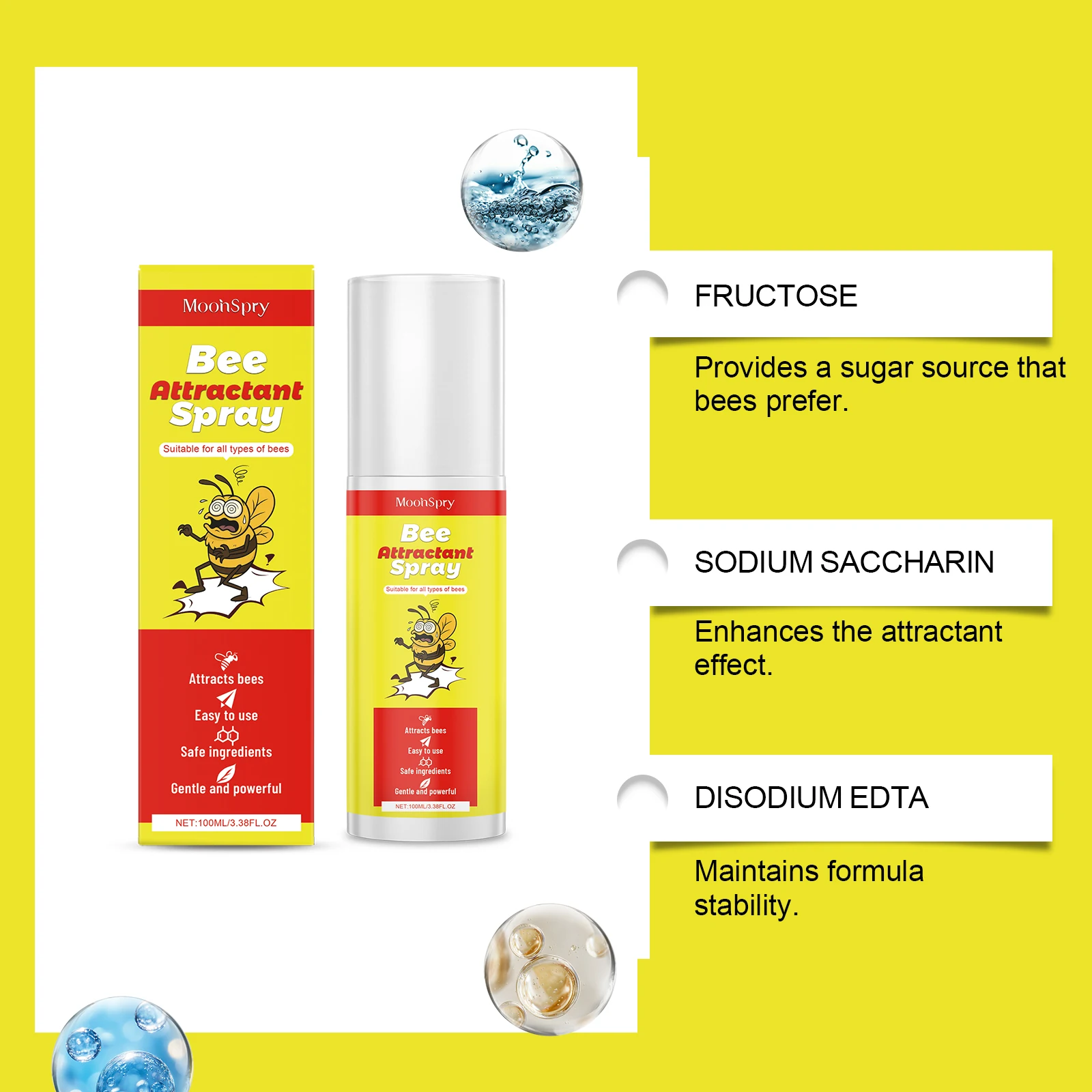 MoonSpy 100 مللي بخاخ جذب النحل للزراعة والبستنة أداة جذابة مريحة سريعة المفعول