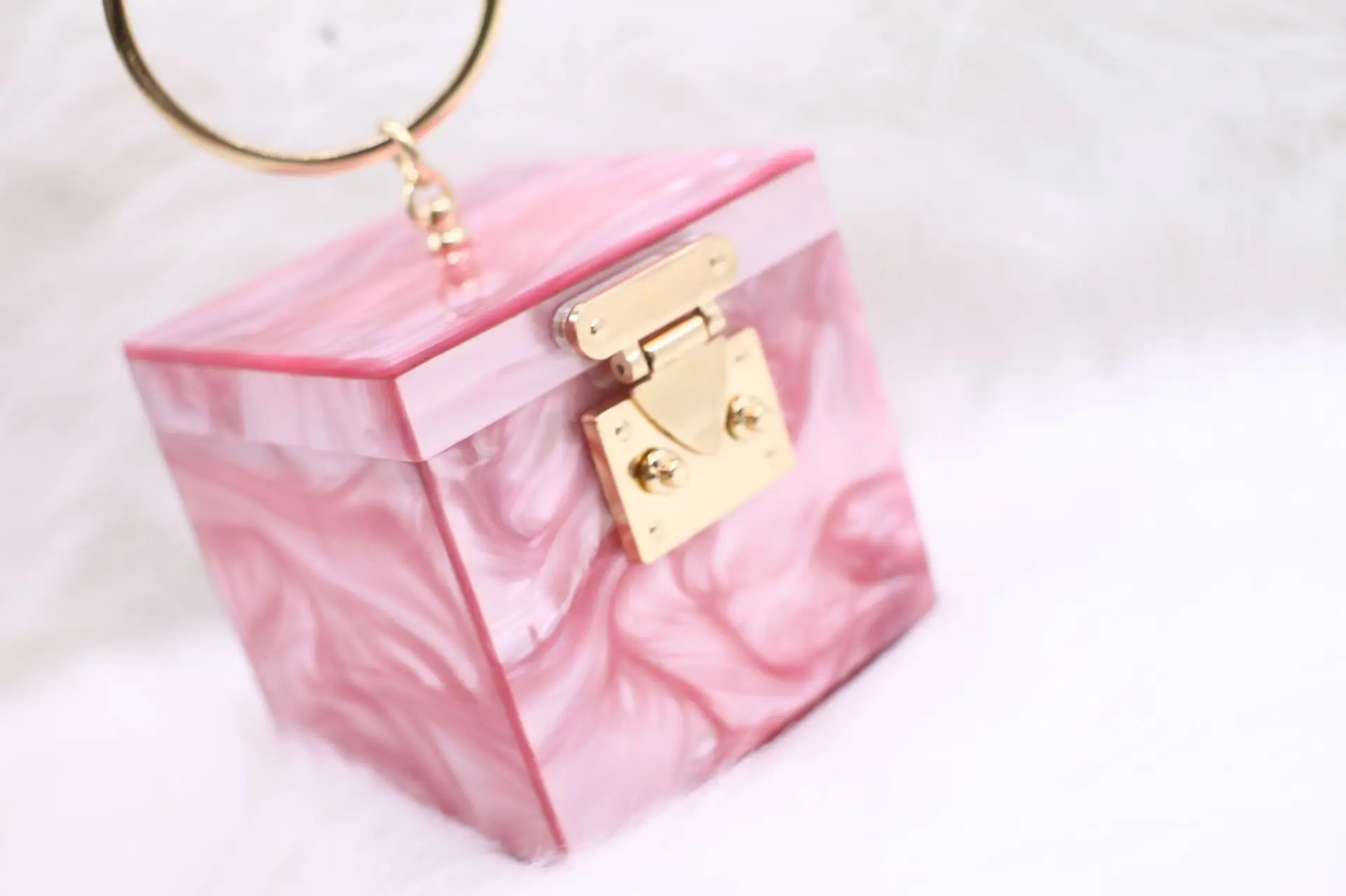 Small Acrylic Marble Pattern Box Mini Bag, Fashionable