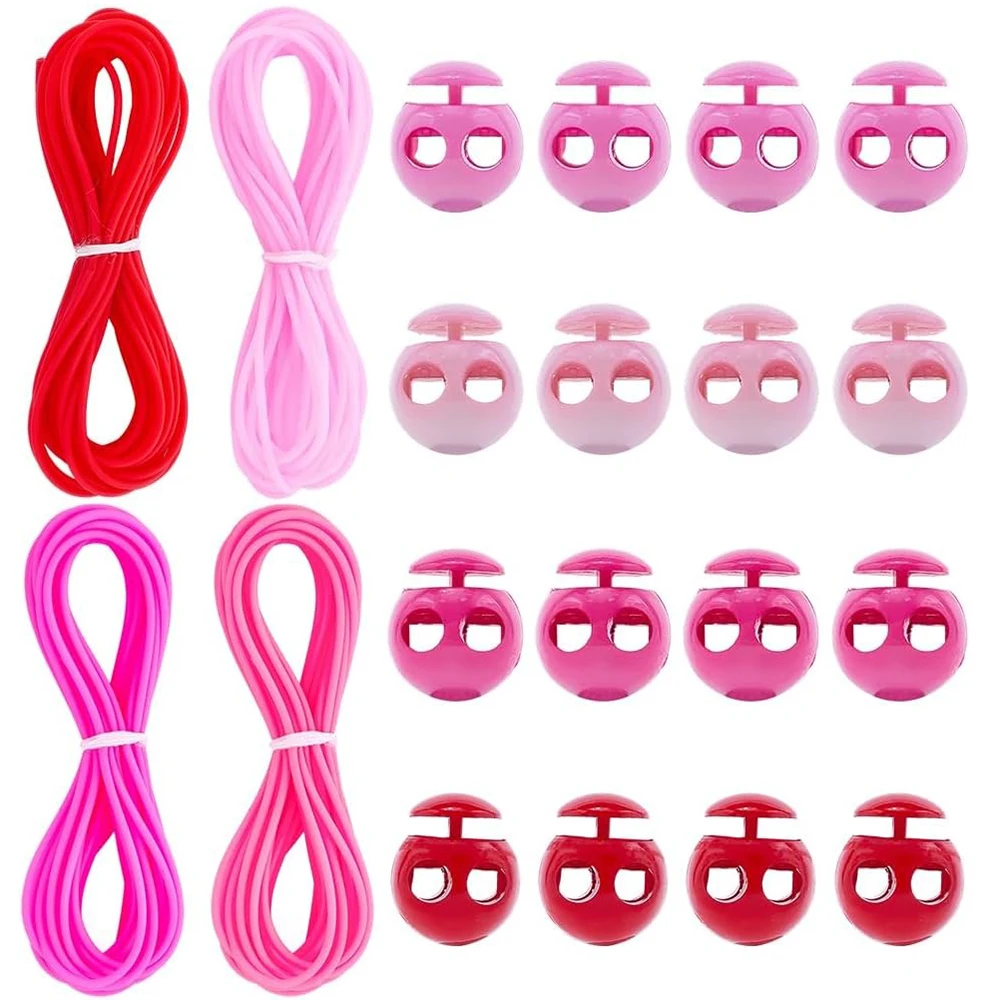 Knitting Stitches Holder Cord Lock Kit 2mm Hollow Rubber Tubing Knitting Barber Cord Stitch Keeper with 4Pcs Hole Needle Stopper