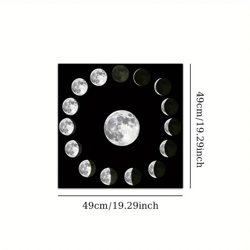 1pc Celestial Square Tarot Altar Tablecloth with Moon‑phases, Mystic Lunar Witch Tarot Reading Cloth, Table & Wall Tapestry