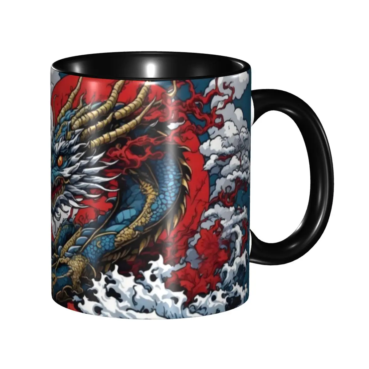 Tazas de Café Personalizadas con Dragón Rojo, Tazas de Cerámica para Té y Leche con Diseño de Mascotas Tradicionales