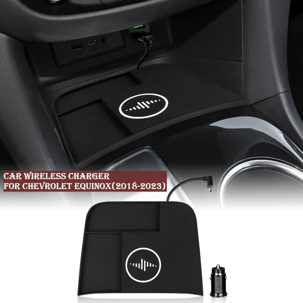 Car Wireless Charger Pad Stable Fast Charging For Chevrolet Equinox 2018-2023 Center Console Storage Box Decoration Accessories