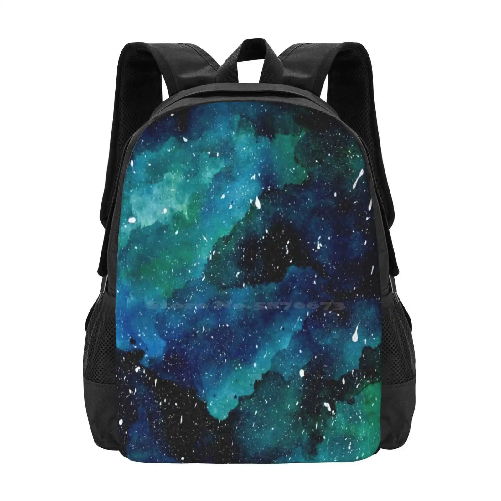 Emerald Galaxy Large Capacity School Backpack Laptop Bags Emerald Green Galaxy Universe Stars Nature Beautiful Pretty Natural