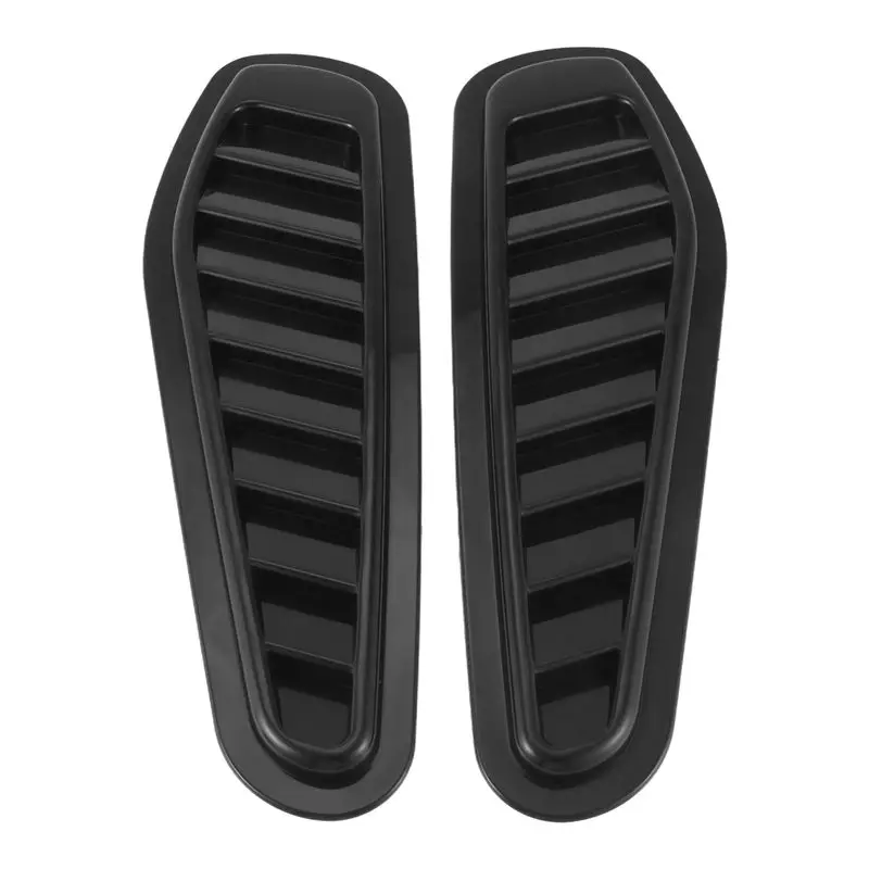 AB61-2Pcs Car Simulation Shark Air Vent Universal Glossy Black Sport Racing Air Flow Vent Bonnet Hood Scoop Cover Trim