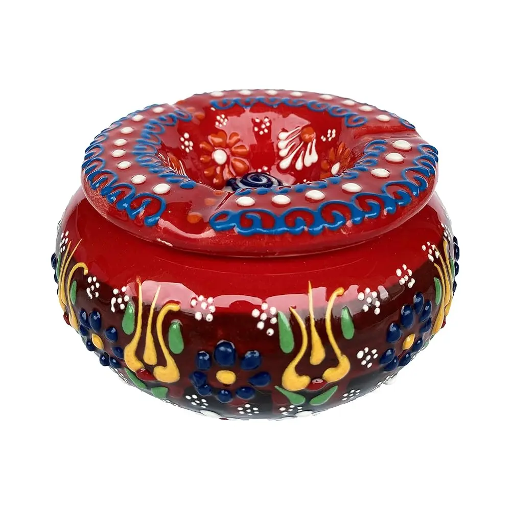 

Free Shipping Cute Ceramic Hand-Painted Turkish Traditional Ashtray For Cigarettes - Big Large Windproof Cigar Ash Tray