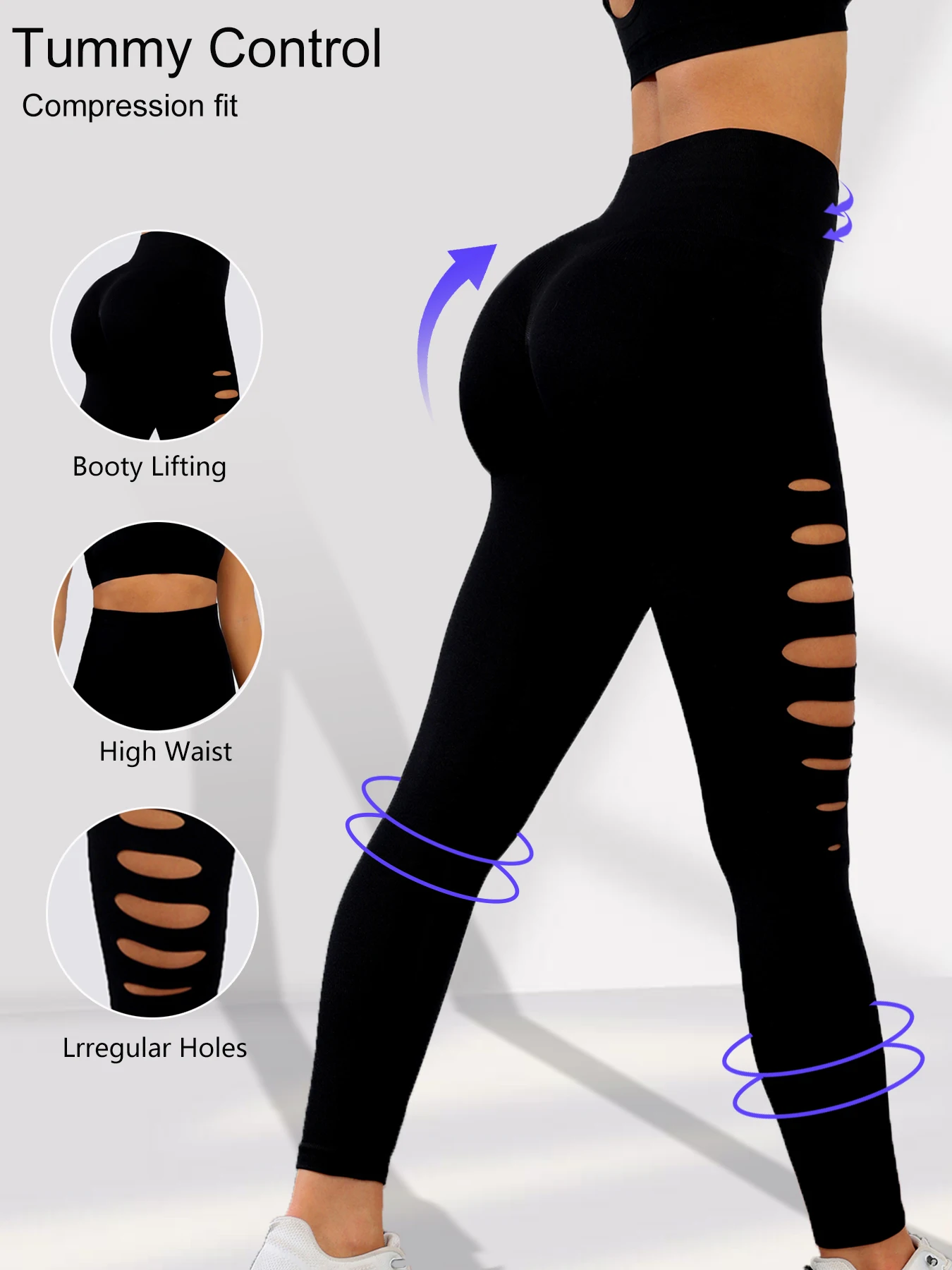 2025 Sexy Hole Gym Leggings Women Booty Lifting Seamless Sporty Leggings Women Skinny Stretch Exercise Activewear Running Pants