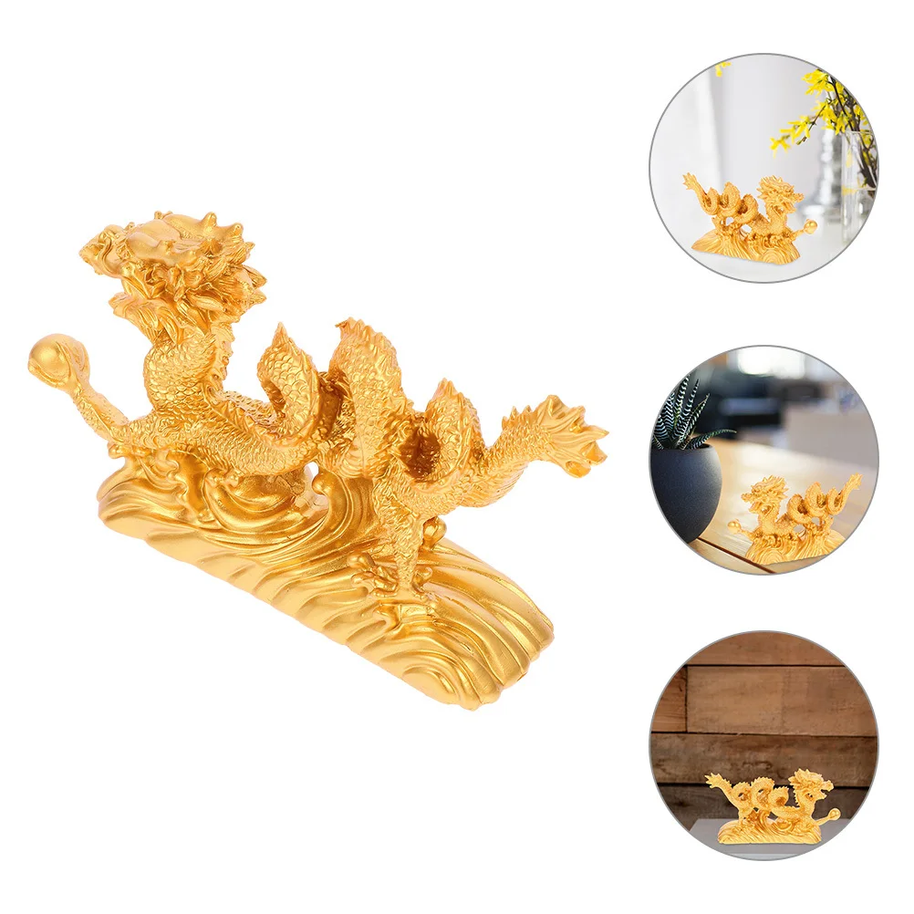 

HIAKDOFT Chinese Dragon Resin Statue Desktop Decor Animal Sculpture Figurine Craft Ornament