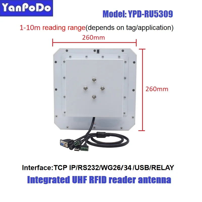 Yanpodo 10M TCP/IP uhf rfid reader long range USB RS232 WG26 WG34 RELAY free SDK for parking and warehouse management