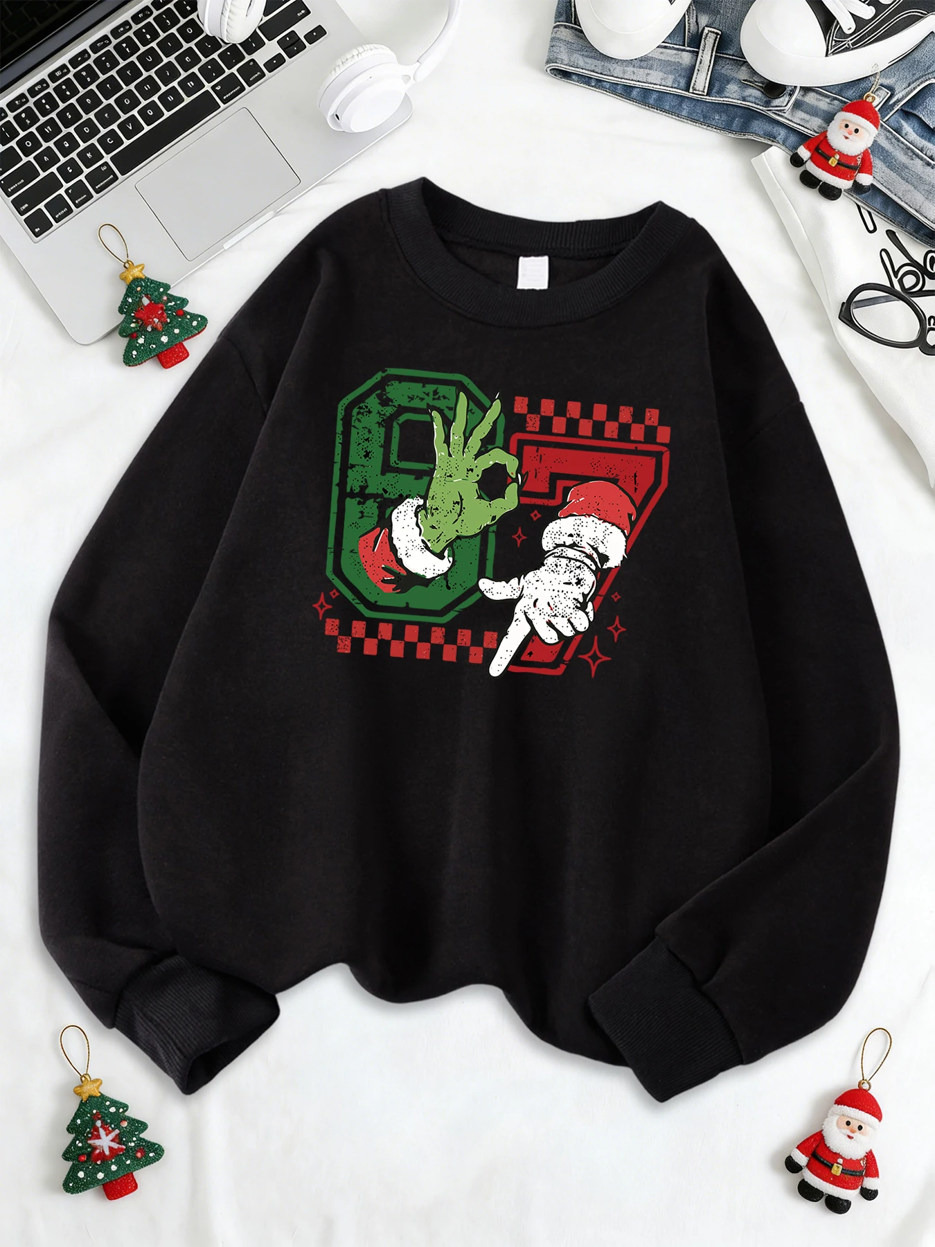 Six Seven Gesture Print Women'S Tracksuit Sport Fleece Streetwear Fashion Casual Hoody Autumn Winter Clothing Classic Sweatshirt