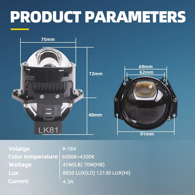 3-дюймовые би-светодиодные лазерные линзы 12 В 70 Вт 6000 К дальний луч автомобильные мотоциклетные фары комплект модернизации