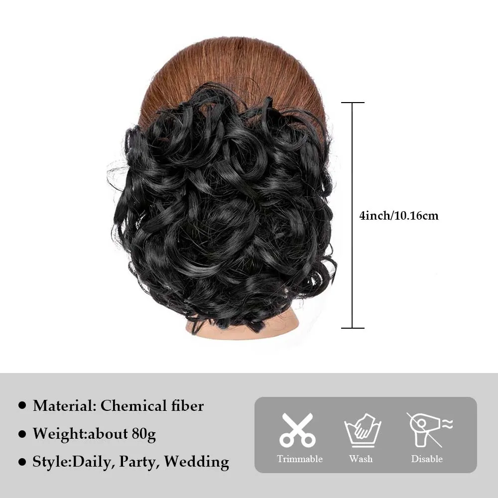 Short Messy Curly Dish Hair Bun Extension Easy Stretch Hair Combs Clip In Ponytail  Synthetic Hairpieces Suitable for Daily Use