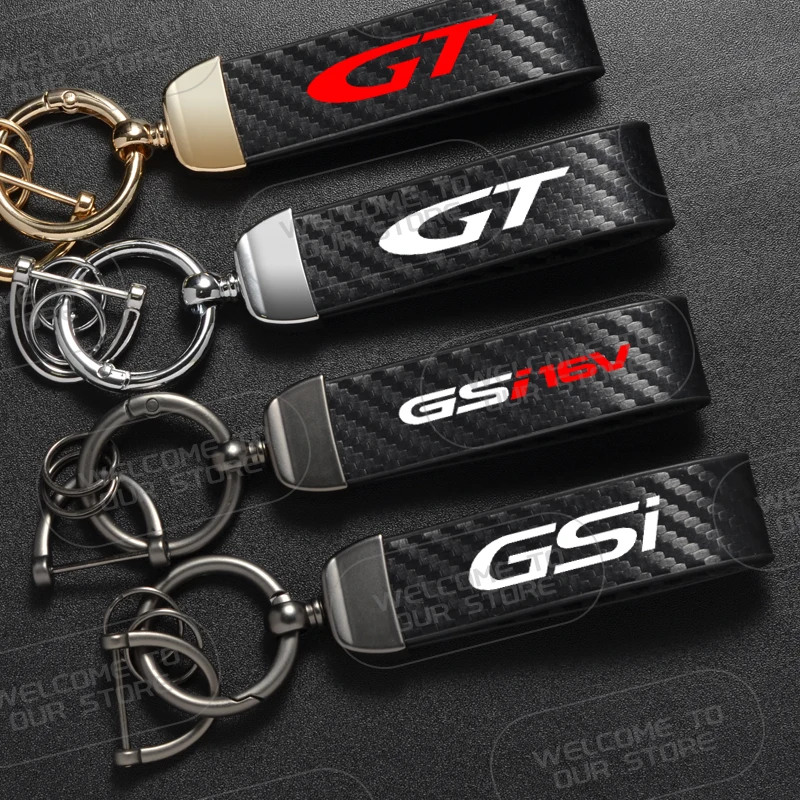 Couro para gsi 16v gt logotipo chaveiro emblema opel astra corsa zafira mokka opc vauxhall carro corda de fibra carbono chaveiro