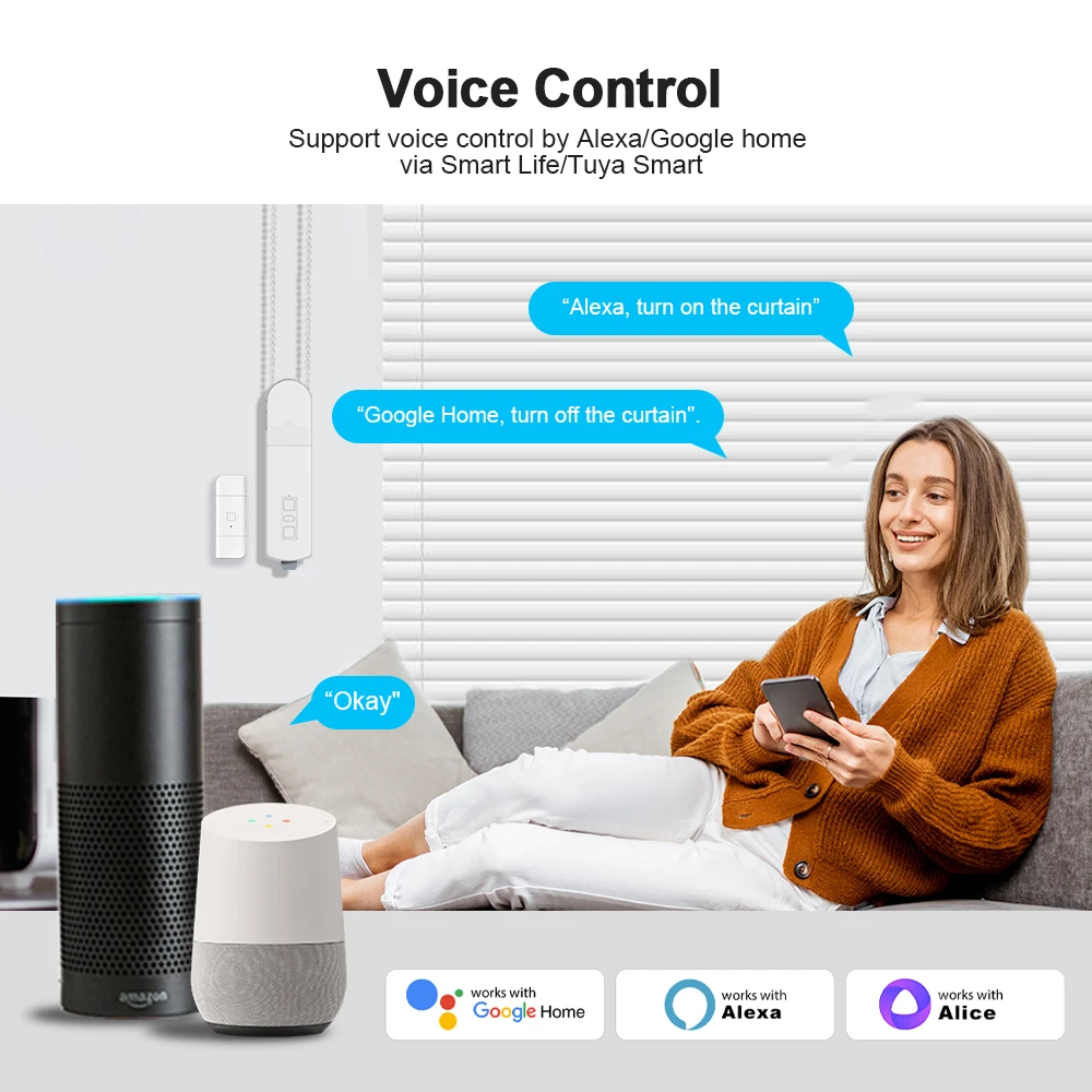 MANHOT Smart Wifi DIY Motorized Roller Blinds Motor Shade Drive Lithium Battery with Solar Panel Smart Life Google Home Alice