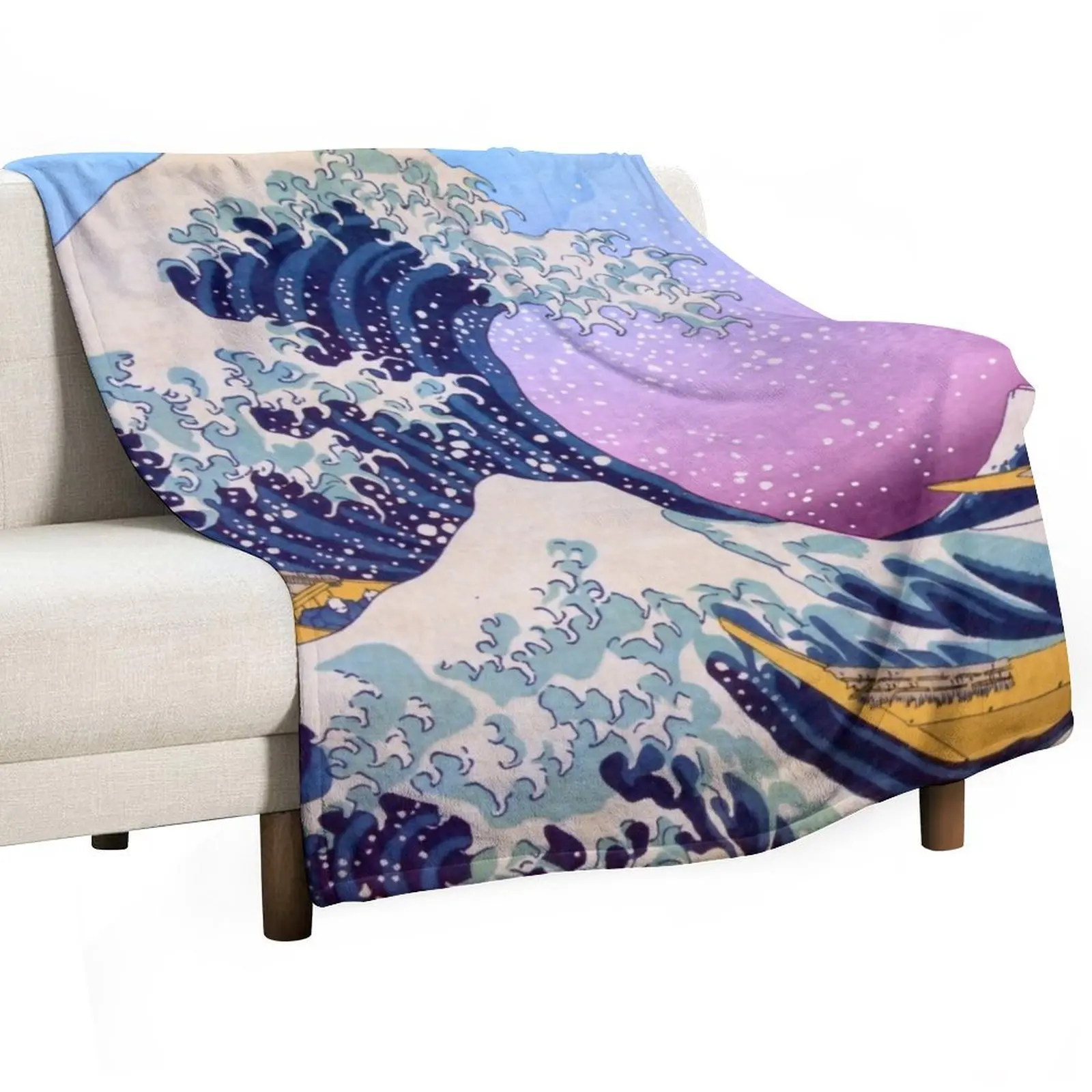 The Great Wave off Kanagawa - by Hokusai Throw Blanket Retros Travel Blankets