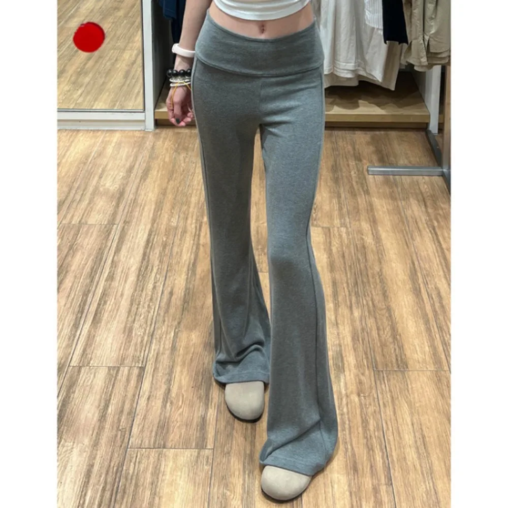 Pantaloni da yoga da donna leggermente svasati blu navy, pantaloni sportivi autunnali a vita bassa e aderenti, per sollevare i fianchi di piccole dimensioni