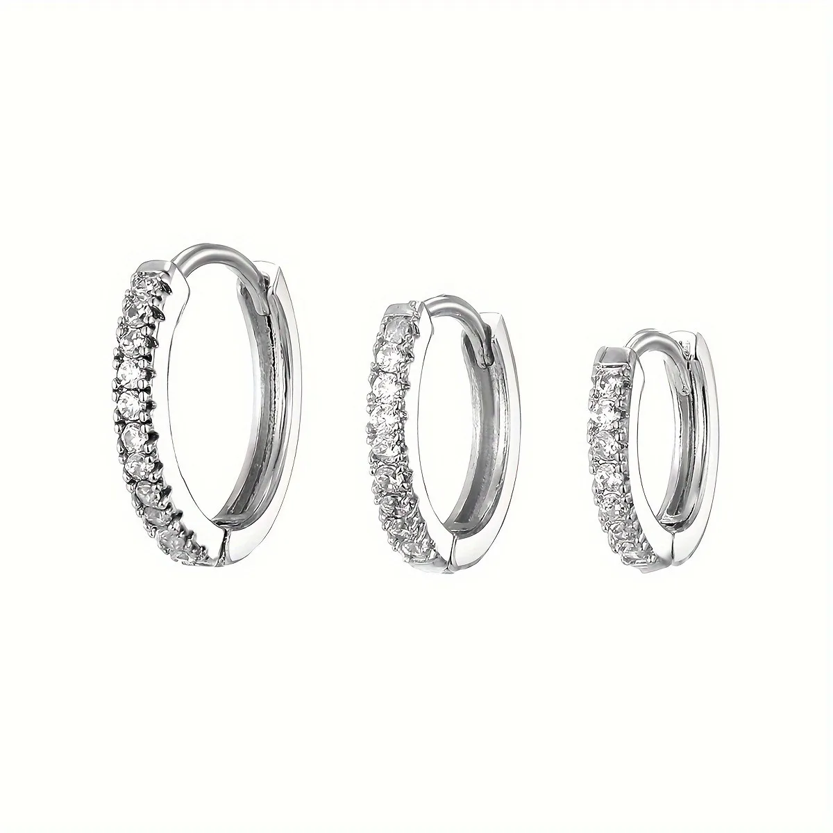 1pair Exquisite Synthetic Zircon Decor Hoop Earrings, Fashion Earrings For Men Women