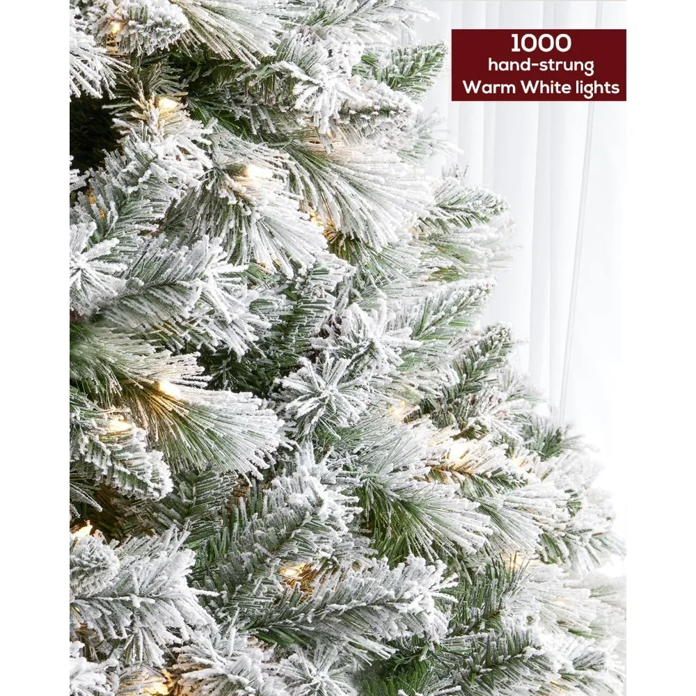 10FT Christmas Tree Spruce, 1000 Warm White Clear Lights, Xmas Tree Hinged/Feel Real/Realistic for Home, Holiday Decoration