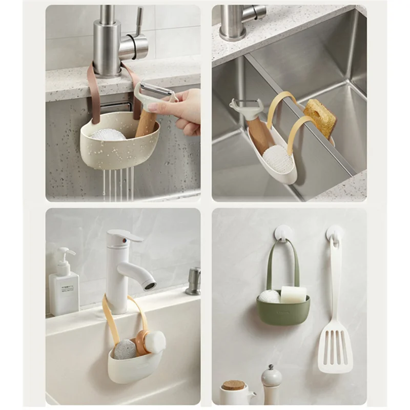 ABBY-Kitchen Sink Sponges Soap Holder Storage Drying Rack Accessories Organizer Green 1 PCS