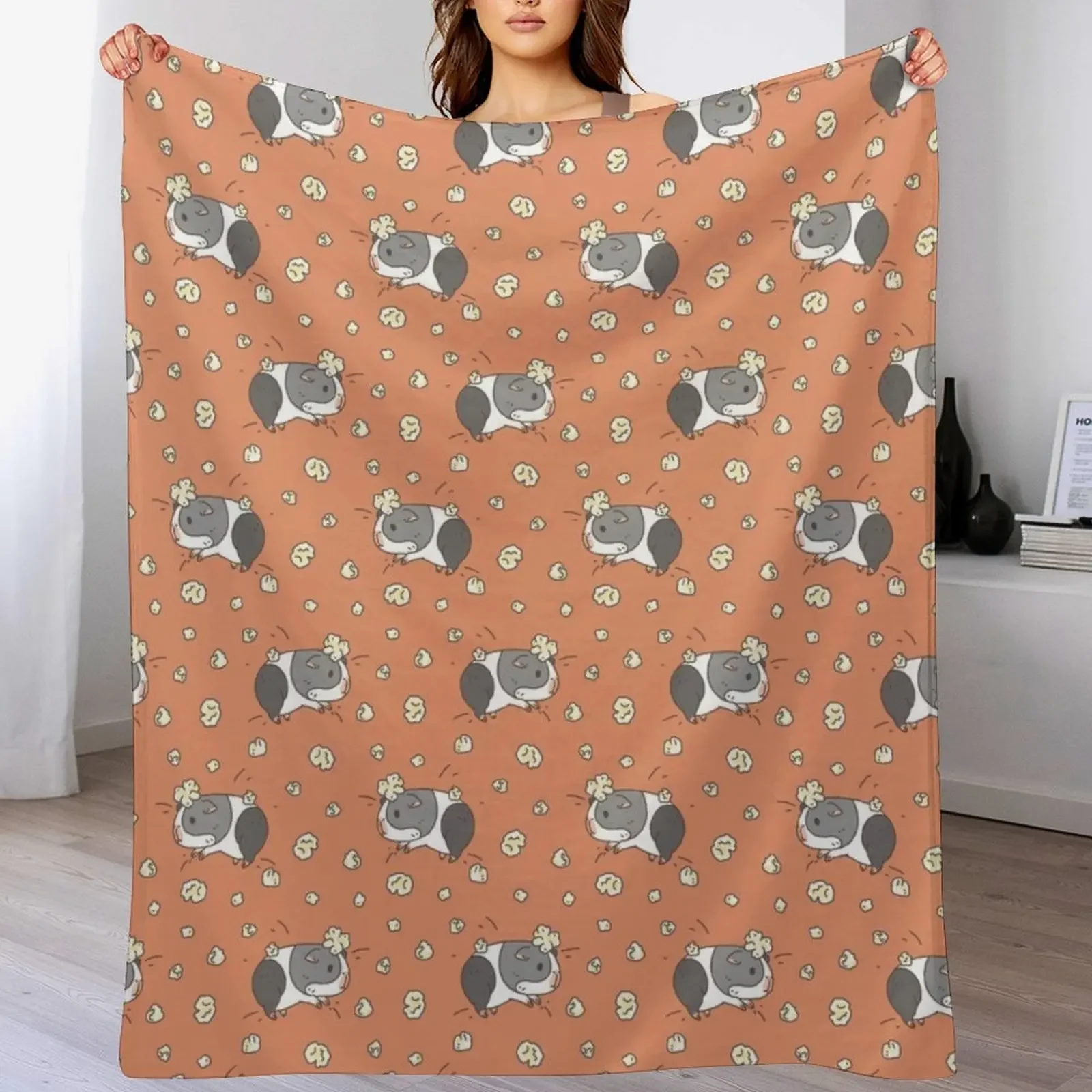 Guinea pig pattern, popcorning Throw Blanket Easy Care Comfortable Blanket for Couch