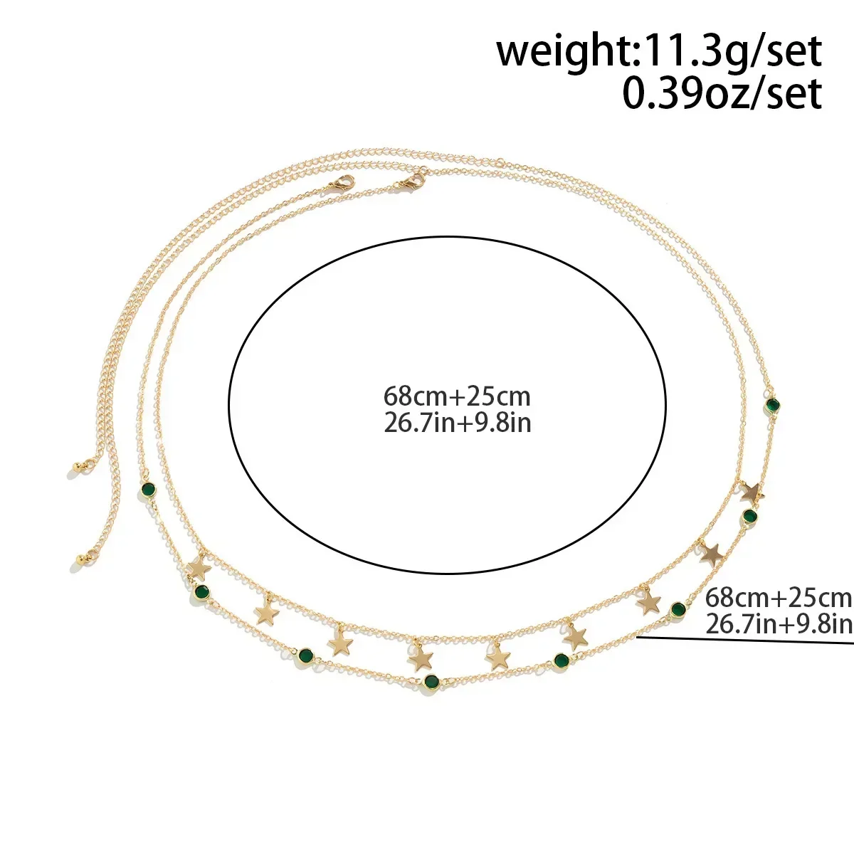 Versatile Waist Chain Female Sexy Crystal Body Chain Beach Bikini Waist Chain Simple Double-layer Rhinestone Pentagram Pendant