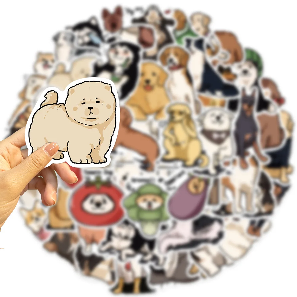 50 Stück handgezeichnete Hunde-Graffiti-Aufkleber, niedliche Hunde-Cartoon-Aufkleber, DIY-Aufkleber für Gepäck, Telefon, Gitarre, Tasse, Sammelalbum, klassisches Kinderspielzeug