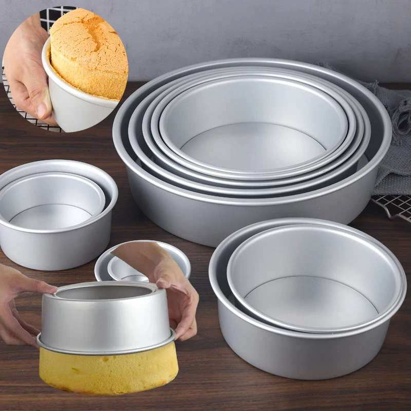 Aluminiumlegierung 2-9 Zoll Runde Kuchenform mit Abnehmbarem Boden zum Backen von Fondant-Kuchen Dessertform Geburtstagsdekoration Zubehör