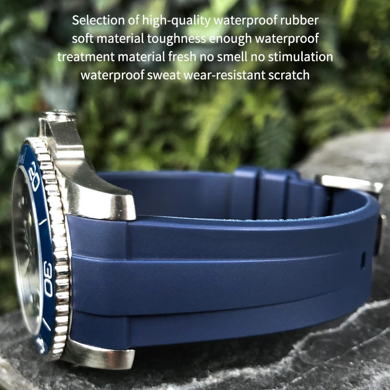 High Quality Silicone Rubber 21mm Watchband fit for Longines L3.781.4.9 HydroConquest Conquest Black Blue Gray Green Watch Strap view 2