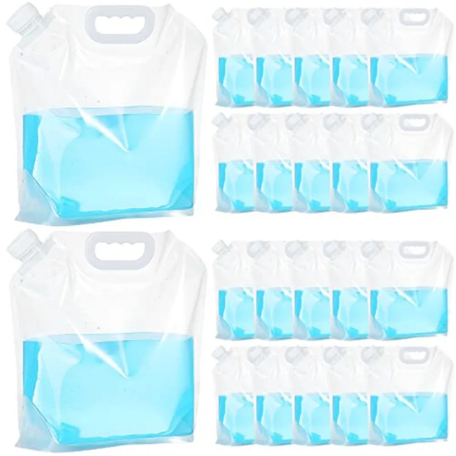

20 Pcs x 1.3 Gallon Water Container Bags Collapsible Emergency Container Bag 26 Gallon Freezable Bpa Free Food Grade Clear Plas