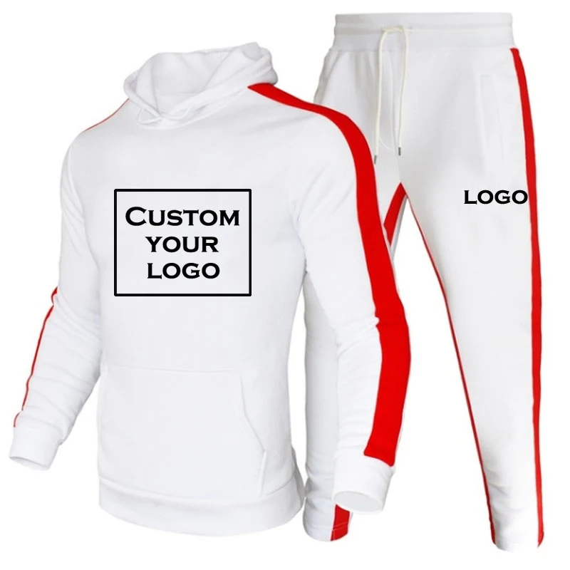 Custom Logo Fashion Men Hoodies Pants 2Pcs/Sets Sweatshirt Sweatpants Design Gyms Fitness Trousers Joggers Sportswear Tracksuits