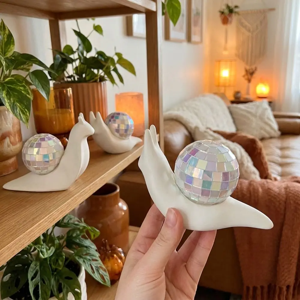 Miniature Snail Disco Ball Sun Catcher Retro Style Animal Figurines Mirror Ball Light Refraction Light Spot Abstract