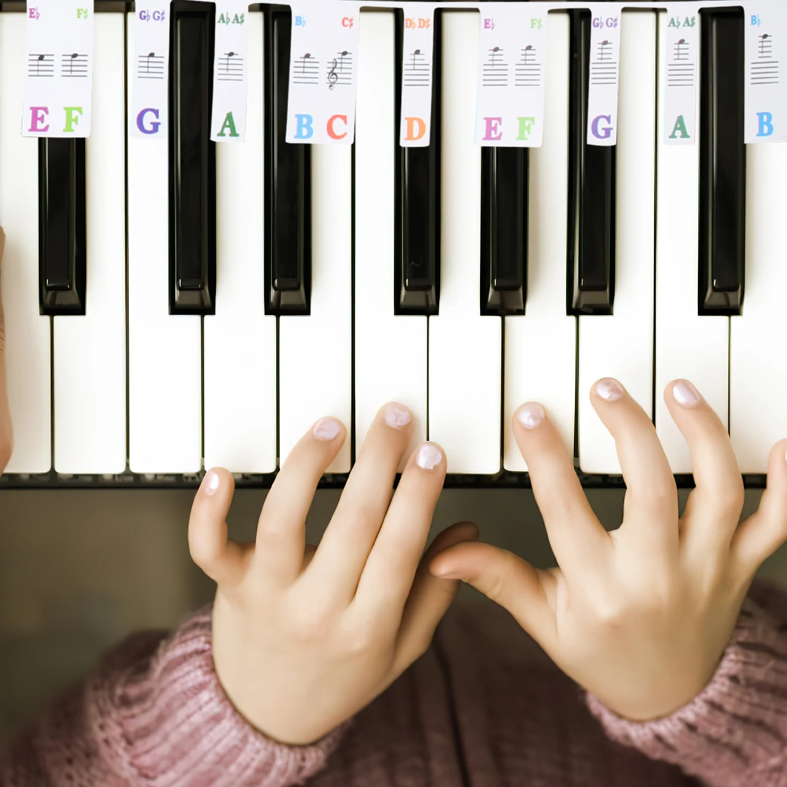 

Piano Keyboard Note Strip 88 Keys Non-Fading Piano Key Label Numbered Musical Notation Practical Learning Supplies Removable