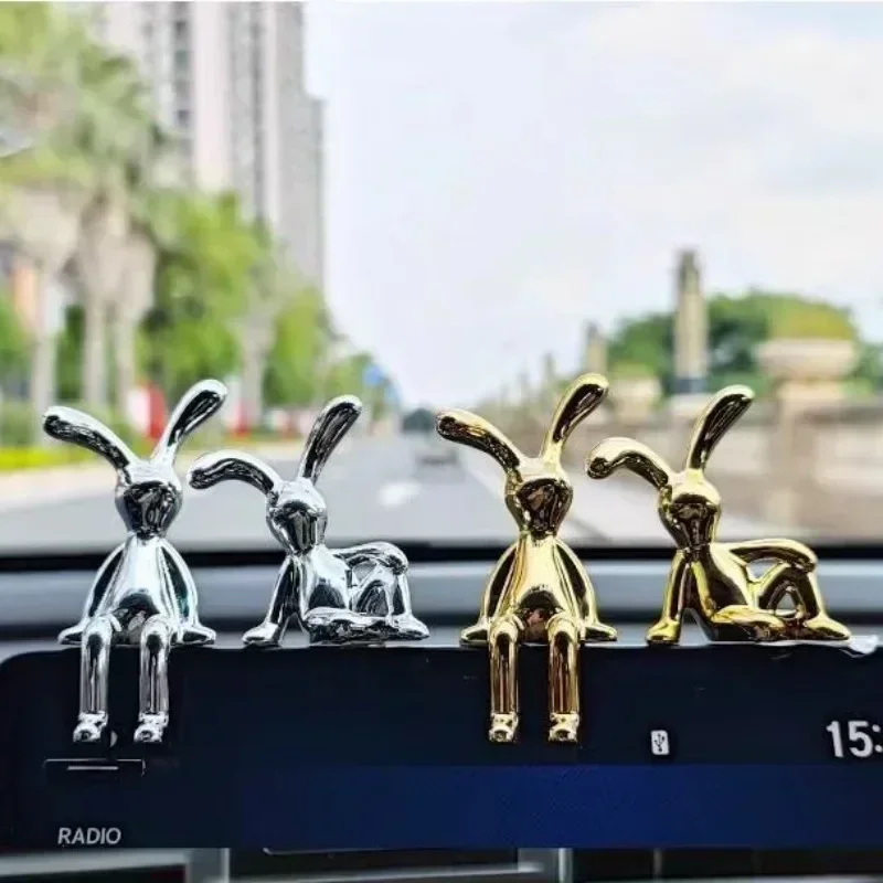 2PCS Long-Eared Rabbit Cartoon Decoration Accessories Living Room Bedroom Car Decoration Desktop Decorative Ornamet