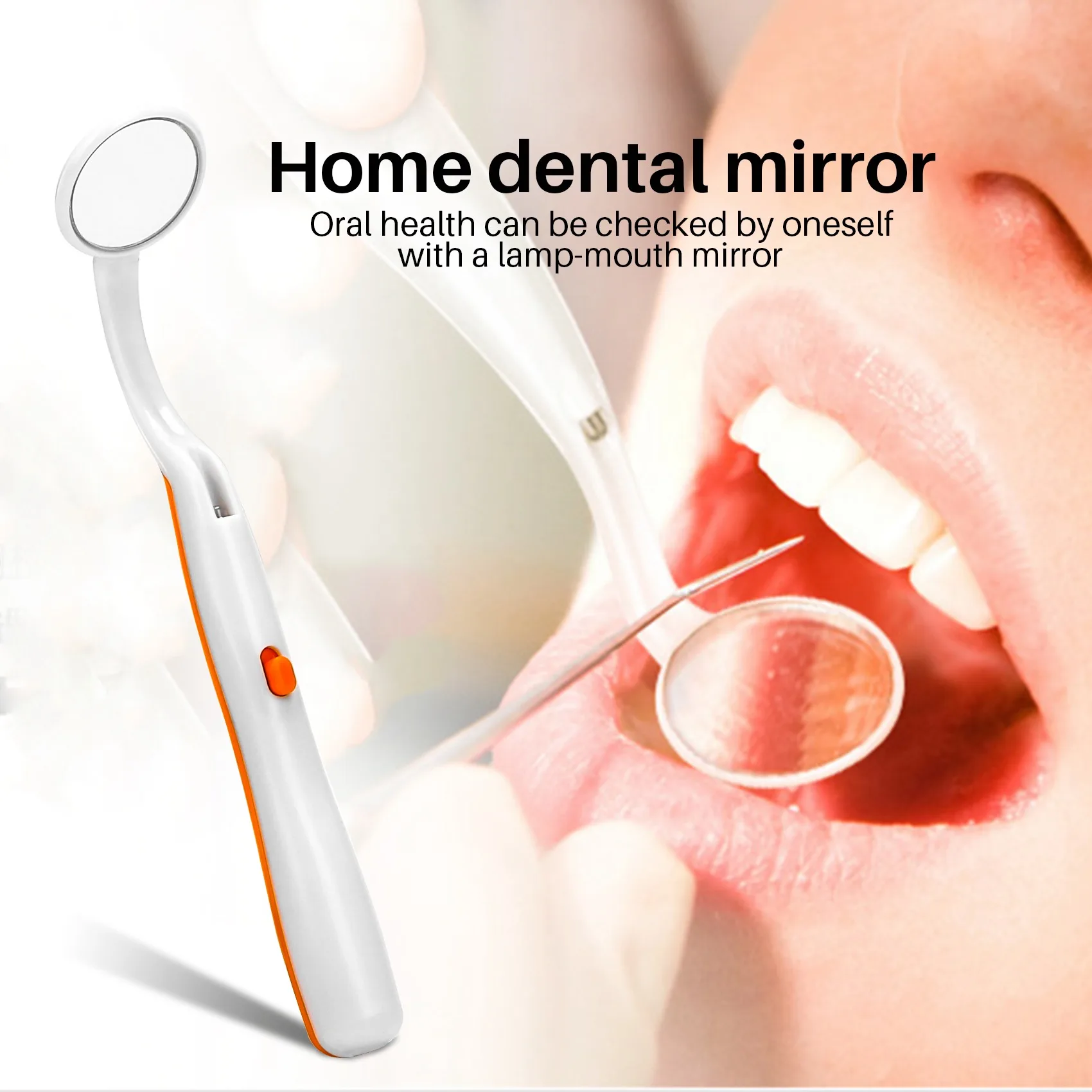 ABBR 1 ชิ้นไฟ LED ฟันกระจกทันตกรรมกระจกปาก Super Bright กระจกส่องสว่างเครื่องมือดูแลฟันเครื่องสุขอนามัยช่องปากสีส้ม