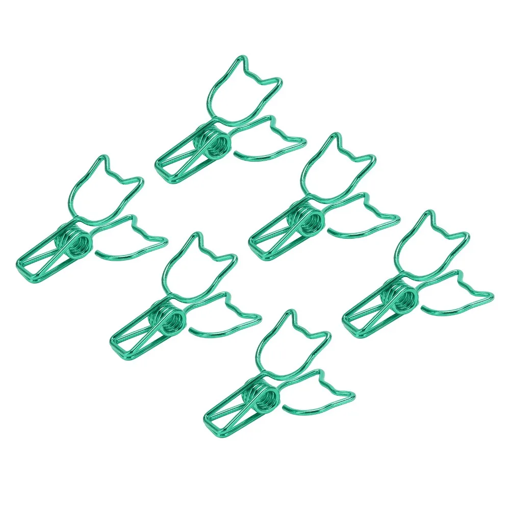100Pcs Green/Red Kitten Binder Clips Cute Kitten Shape Cat Binder Clamps Strong Clamping Hollow Hollow Binder Clips Receipts