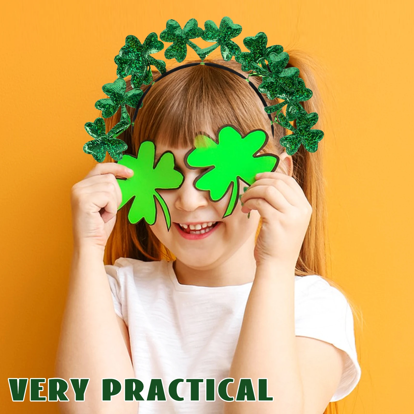 

s Cut Leaf Headband Irish Festival St Patricks Day Accessories Green Shamrock Embossed Child Party Hair Costume