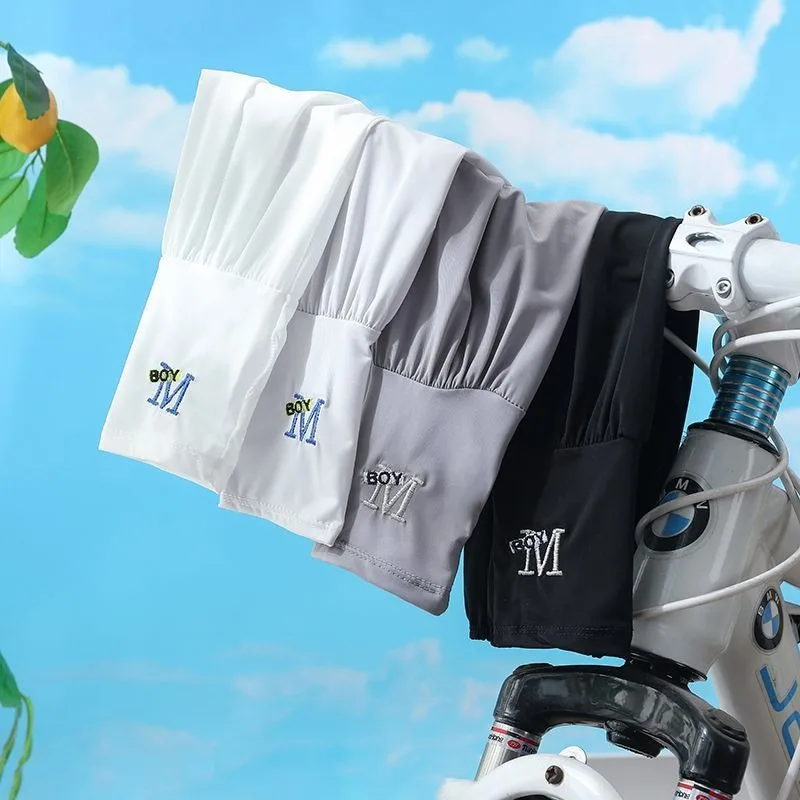 Manicotti da braccio in seta di ghiaccio da uomo protezione solare guanti da guida elastici protezione UV per esterni manicotti copribraccio leggero e fresco