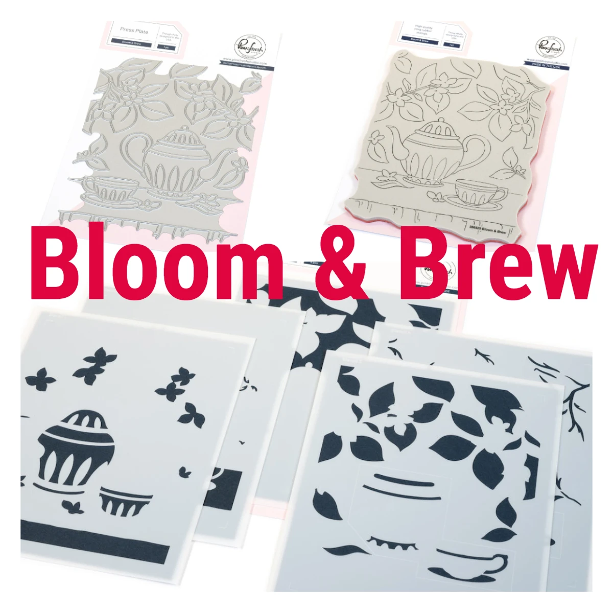 

Bloom & Brew Hot Foil Stencils Stamps DIY Scrapbooking Holiday Card New Year Decoration Teapot Metal Cutting Dies Embossing New