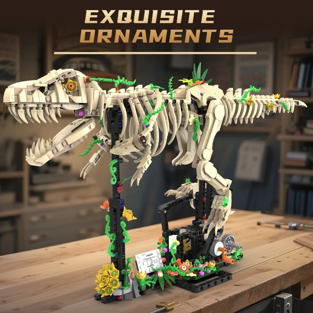 Kit de construction de squelette de dinosaure t-rex, modèle éducatif STEM avec fonction de marche motorisée, 96177 1226 pièces